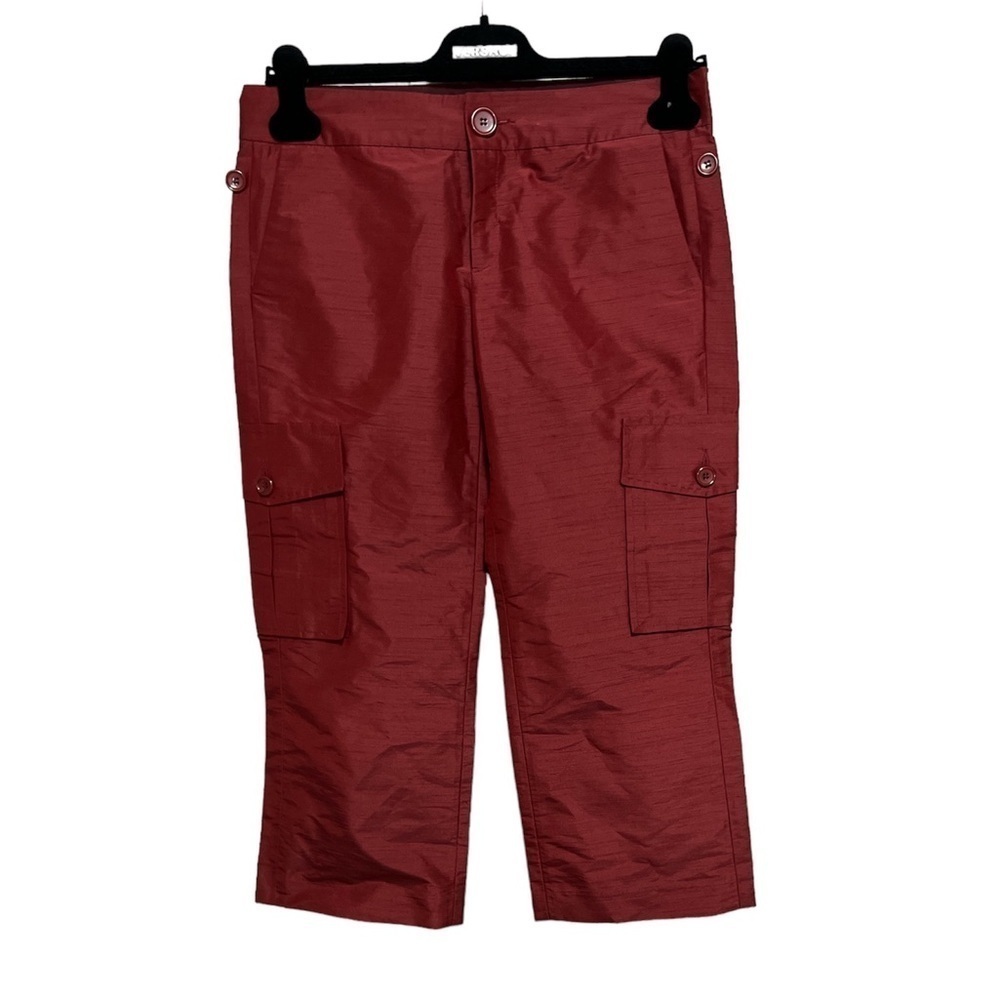 HOLT RENFREW Textured Silk Blend 6 Pockets Cropped Pants